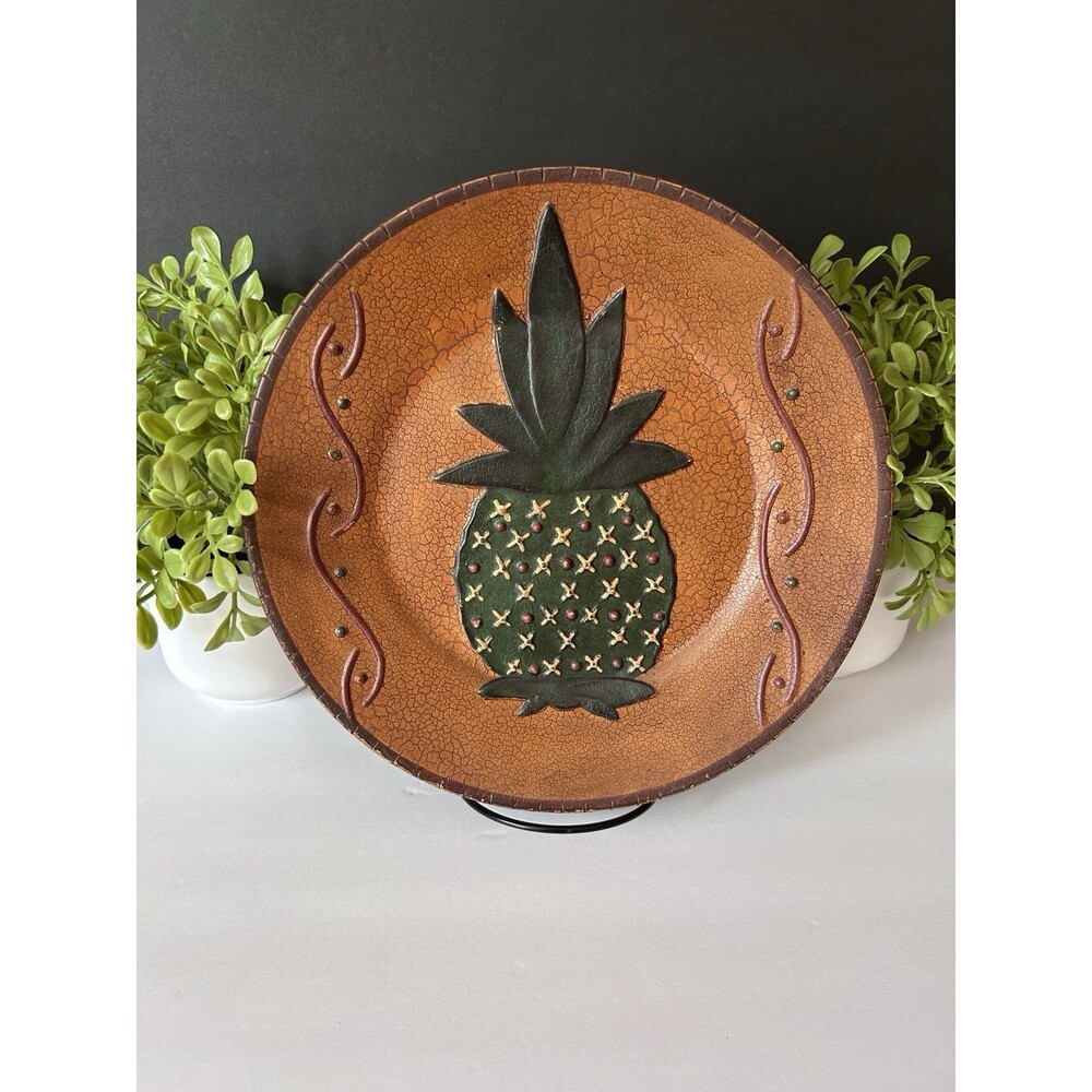 Ragon House Pineapple Plate Folk Art Rustic Cottagecore Primitive Decor EC +🎁